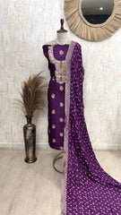 Unstitched Dola Silk Suit Set With Dola Silk Dupatta