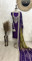 Unstitched Silk Suit Set With Silk Dupatta