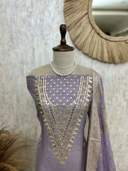 Unstitched Maheshwari Suit Set Featuring Organza Dupatta