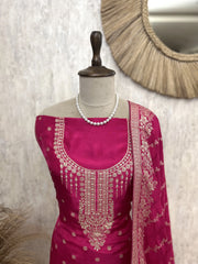 Dola Silk Unstitched Suit Set With Dola Silk Dupatta