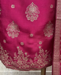 Dola Silk Unstitched Suit Set With Dola Silk Dupatta