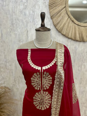 Organza Unstitched Suit Set With Organza Dupatta