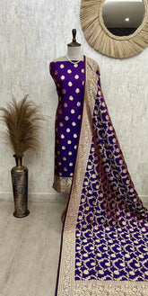 Banarasi Silk Unstitched Suit Set With Banarasi Silk Dupatta