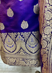 Banarasi Silk Unstitched Suit Set With Banarasi Silk Dupatta