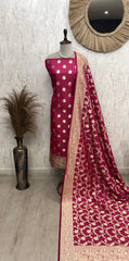 Banarasi Silk Unstitched Suit Set With Banarasi Silk Dupatta