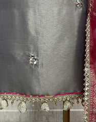 Tissue Unstitched Suit Set Featuring Organza Dupatta