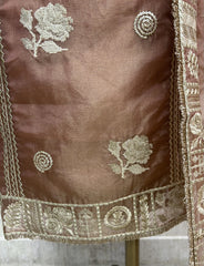 Tissue Organza Unstitched Suit Set With Tissue Organza Dupatta
