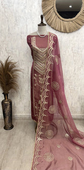 Silk Unstitched Suit Set Featuring Tissue Dupatta