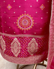 Unstitched Dola Silk Suit Set Featuring Dola Silk Dupatta