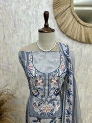 Chinnon Unstitched Suit Set With Chinnon Dupatta