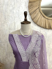 Modal Unstitched Suit Set With Organza Dupatta