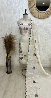 Cosmo Tissue Unstitched Suit Set With Cosmo Tissue Dupatta