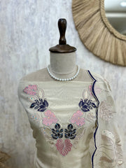 Cosmo Tissue Unstitched Suit Set With Cosmo Tissue Dupatta