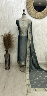 Tissue Unstitched Suit Set Featuring Tissue Dupatta