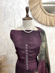 Crepe Unstitched Suit Set With Crepe Dupatta