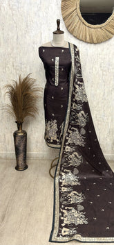 Maheshwari Unstitched Suit Set With Maheshwari Dupatta