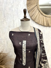 Maheshwari Unstitched Suit Set With Maheshwari Dupatta