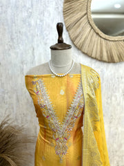 Organza Unstitched Suit Set With Organza Dupatta