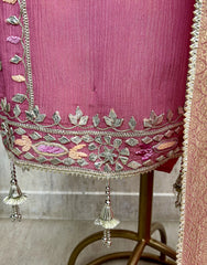 Crush Tissue Unstitched Suit Set With Crush Tissue Dupatta