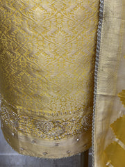 Brocade Silk Unstitched Suit Set featuring Silk Dupatta