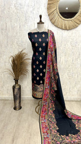 Silk Unstitched Suit Set Featuring Silk Dupatta