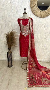 Organza Unstitched Suit Set Featuring Gota Work