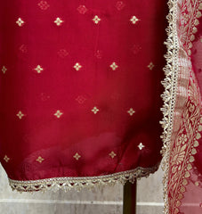 Organza Unstitched Suit Set Featuring Gota Work