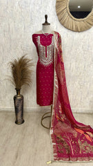 Organza Unstitched Suit Set Featuring Gota Work