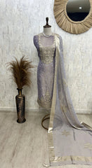 Tissue Unstitched Suit Set Featuring Tissue Dupatta