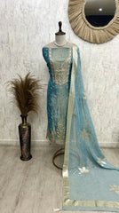 Tissue Unstitched Suit Set Featuring Tissue Dupatta