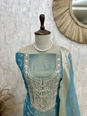 Tissue Unstitched Suit Set Featuring Tissue Dupatta