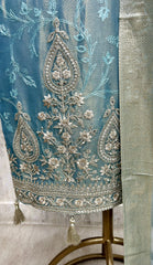 Tissue Unstitched Suit Set Featuring Tissue Dupatta