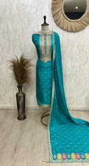 Dola Silk Unstitched Suit Set Featuring Dola Silk Dupatta