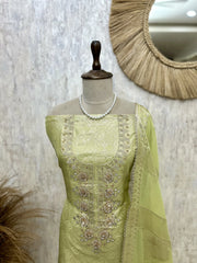 Tissue Unstitched Suit Set With Tissue Dupatta