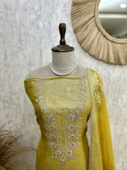 Tissue Unstitched Suit Set With Tissue Dupatta