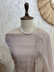 Chiffon Organza Unstitched Suit Set With Chiffon Organza Dupatta