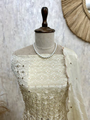 Tissue Unstitched Suit Set Featuring Tissue Dupatta