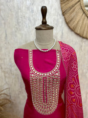 Dola Silk Unstitched Suit Set Featuring Dola Silk Dupatta