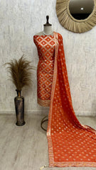 Dola Silk Unstitched Suit Set With Dola Silk Dupatta