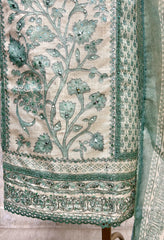 Tissue Linen Unstitched Suit Set With Tissue Linen Dupatta