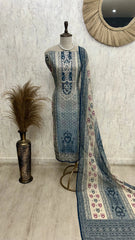 Maheshwari Unstitched Suit Set With Maheshwari Dupatta