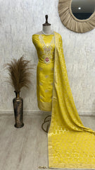 Dola Silk Unstitched Suit Set With Dola Silk Dupatta