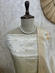 Tissue Silk Unstitched Suit Featuring Tissue Silk Dupatta