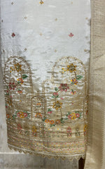 Tissue Silk Unstitched Suit Featuring Tissue Silk Dupatta