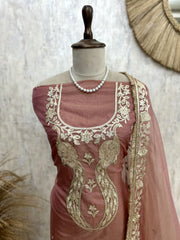 Tissue Unstitched Suit Set With Tissue Dupatta