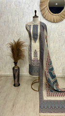 Linen Unstitched Suit Set With Linen Dupatta