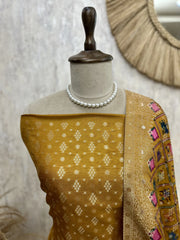 Banarasi Silk Unstitched Suit Set Featuring Patola Dupatta