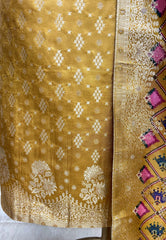Banarasi Silk Unstitched Suit Set Featuring Patola Dupatta
