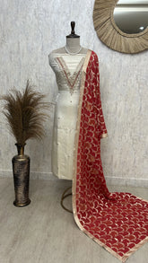 Zardozi Work Tissue Silk Unstitched Suit Set