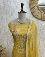 Zardozi Work Organza Unstitched Suit Set